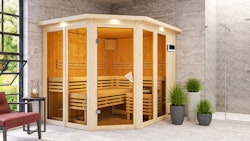 Karibu Sauna Ainur 3 Superior mit Eckeinstieg 68 mm