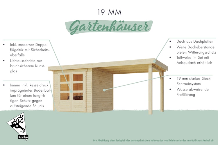 Karibu Woodfeeling Gartenhaus Askola 2/3/3,5/4/5/6 mit 240 cm Schleppdach